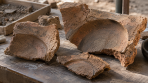 Des empreintes de pots dans les parois du four : six siècles de potiers à Erbray