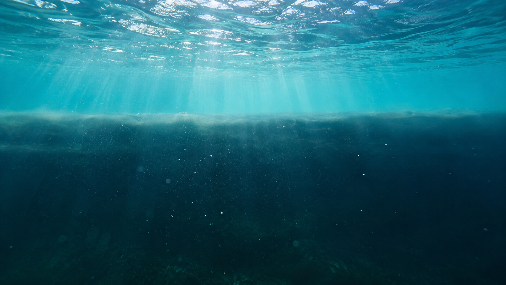 Sous l’eau, une couche de surface éclairée surmonte une couche plus sombre, séparées par une frontière nette.