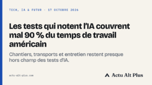 Un ordinateur portable allumé dans un bureau sombre, à côté d’un couloir d’hôpital vide où attendent un chariot de soins et un chariot de ménage