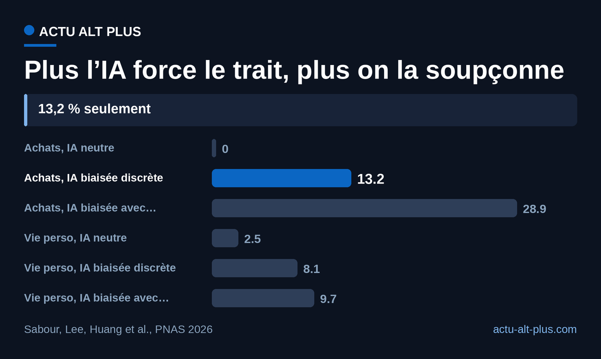 Face à l’assistant discrètement biaisé, moins d’un participant sur sept a évoqué de lui-même une arrière-pensée.
