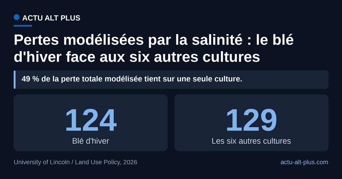 La culture que l'étude juge la plus fiable porte presque autant de pertes que les six autres réunies, à la mesure de son poids dans la production. Le solde des six cultures est obtenu par différence avec le total de 253 millions de livres annoncé.